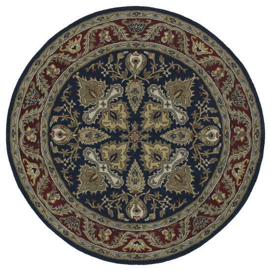 Kaleen Tara Rounds Collection Navy Burgundy Area Rug 11'9" x 11'9"