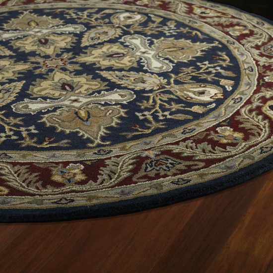 Kaleen Tara Rounds Collection Navy Burgundy Area Rug 3'9" x 3'9"