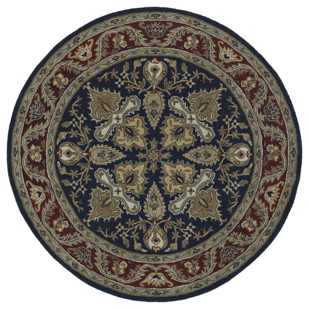 Kaleen Tara Rounds Collection Navy Burgundy Area Rug 9'9" x 9'9"