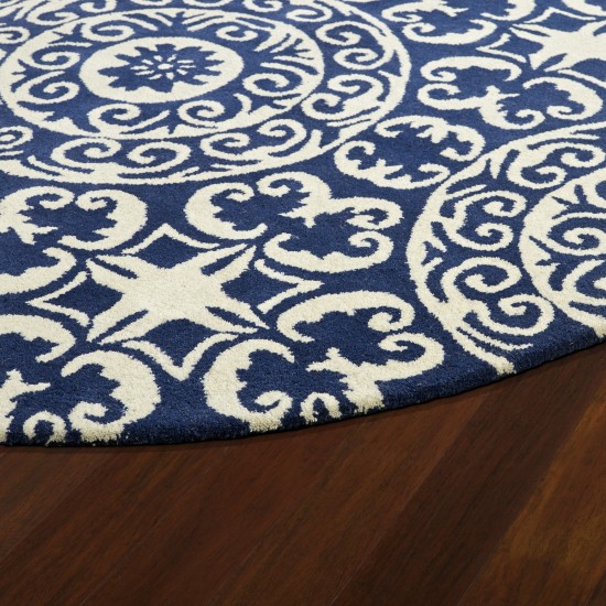 Kaleen Tara Rounds Collection EVL03-22 Navy Area Rug 3'9" x 3'9"