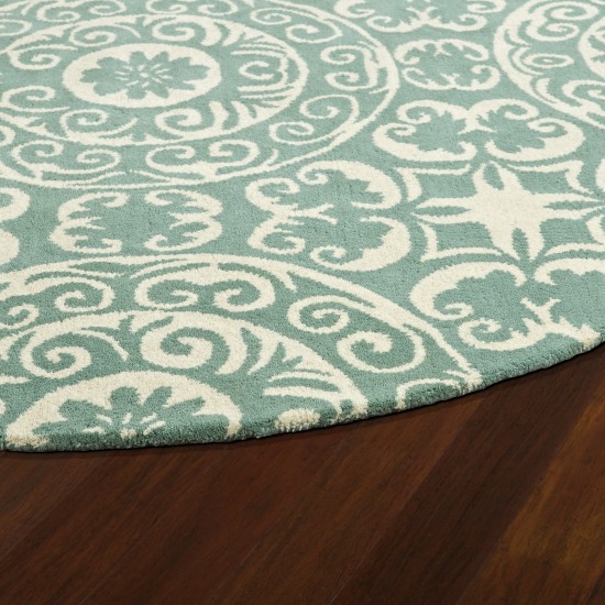 Kaleen Tara Rounds Collection Light Mint Area Rug 5'9" x 5'9"