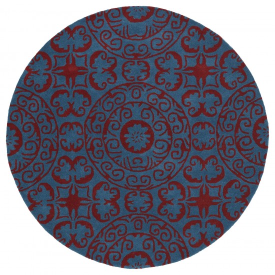 Kaleen Tara Rounds Collection Dark Peacock Area Rug 3'9" x 3'9"