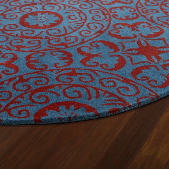 Kaleen Tara Rounds Collection Dark Peacock Area Rug 3'9" x 3'9"