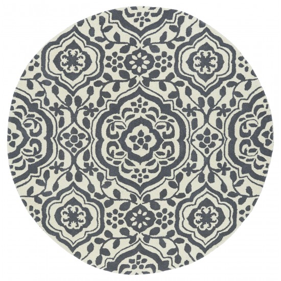 Kaleen Tara Rounds Collection Light Grey Area Rug 3'9" x 3'9"