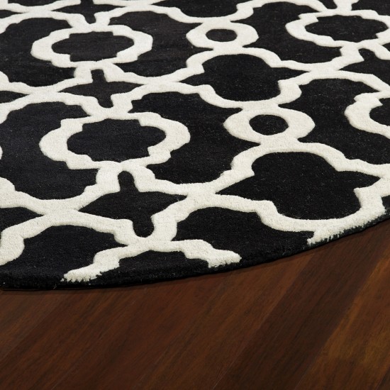 Kaleen Tara Rounds Collection Black Ivory Area Rug 11'9" x 11'9"