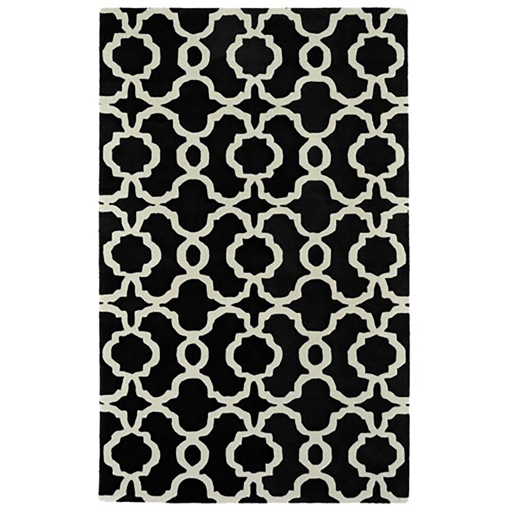 Kaleen Tara Rounds Collection Black Ivory Area Rug 3'9" x 3'9"