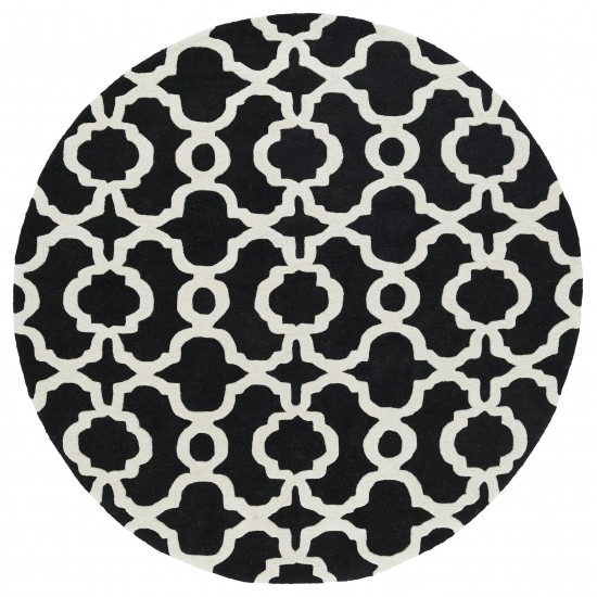 Kaleen Tara Rounds Collection Black Ivory Area Rug 3'9" x 3'9"