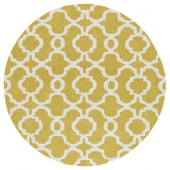 Kaleen Tara Rounds Collection Bright Yellow Area Rug 11'9" x 11'9"