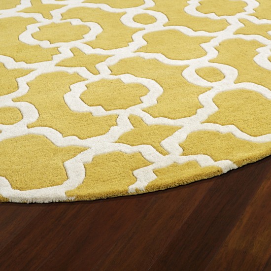 Kaleen Tara Rounds Collection Bright Yellow Area Rug 3'9" x 3'9"