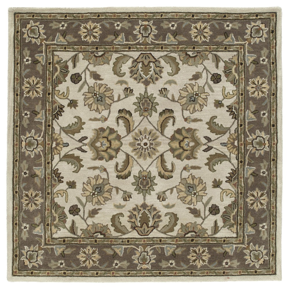 Kaleen Tara Square Collection Light Linen Area Rug 5'9" x 5'9"