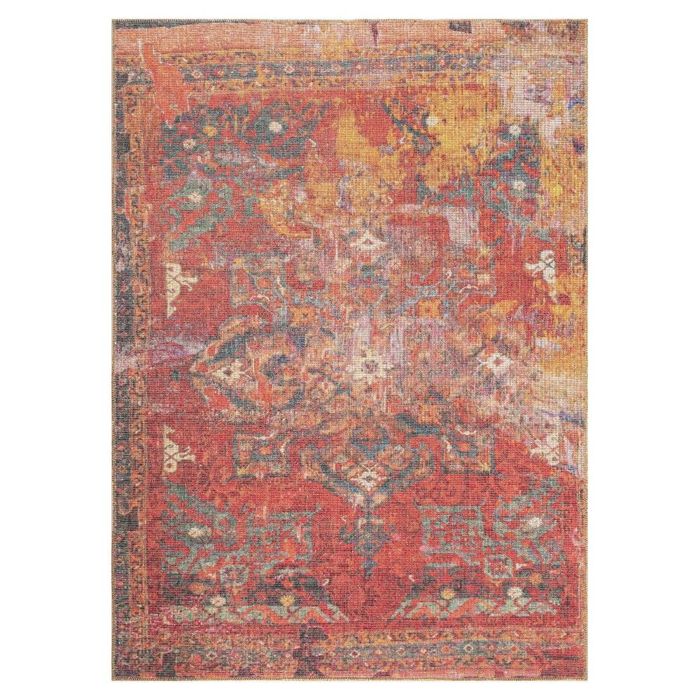 Kaleen Vera Collection Bright Red Throw Rug 1'6" x 1'6"