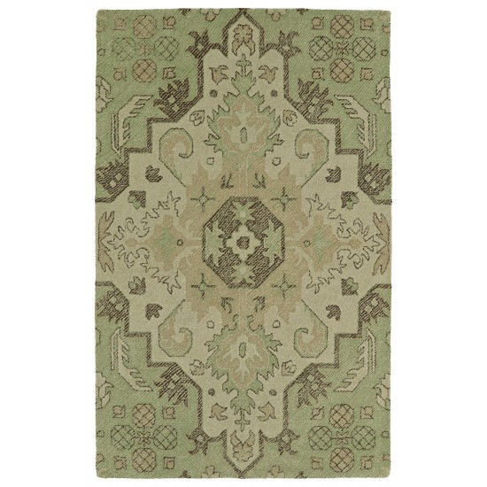 Kaleen Weathered Collection Dark Green Throw Rug 2' x 3'