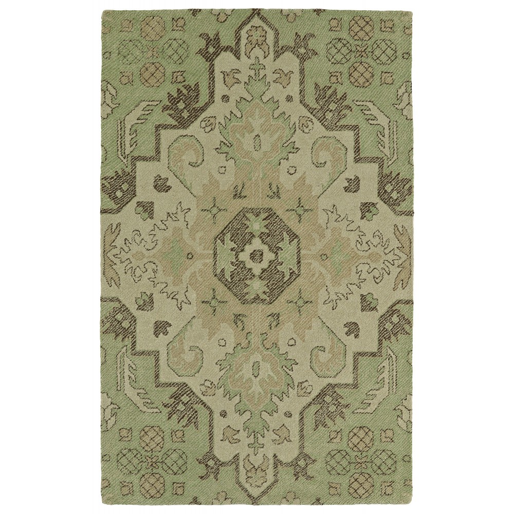 Kaleen Weathered Collection Dark Green Throw Rug 2' x 3'