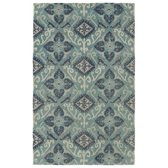 Kaleen Weathered Collection Bright Teal Throw Rug 2' x 3'