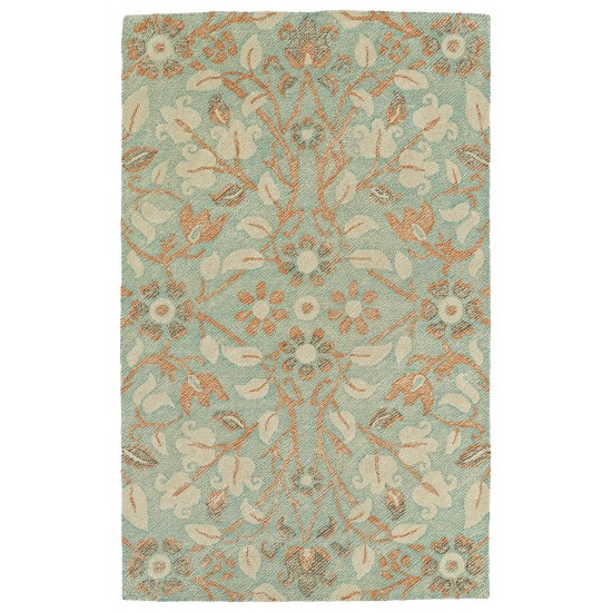 Kaleen Weathered Collection Bright Turquoise Throw Rug 2' x 3'