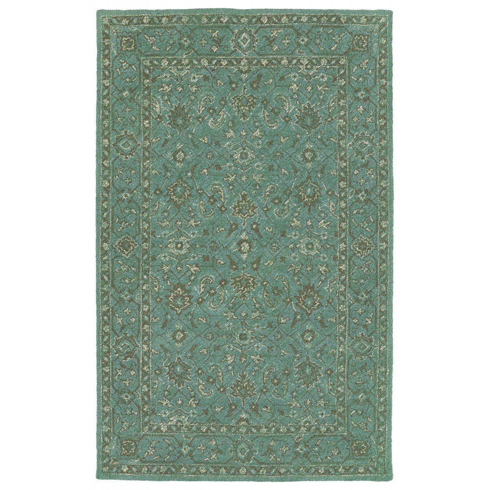 Kaleen Weathered Collection Dark Turquoise Throw Rug 2' x 3'