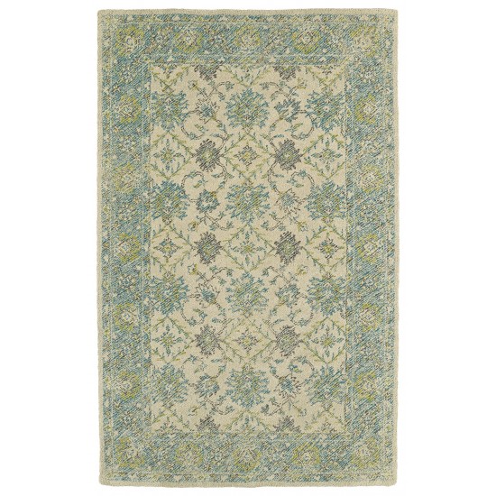 Kaleen Weathered Collection Light Teal Throw Rug 2' x 3'