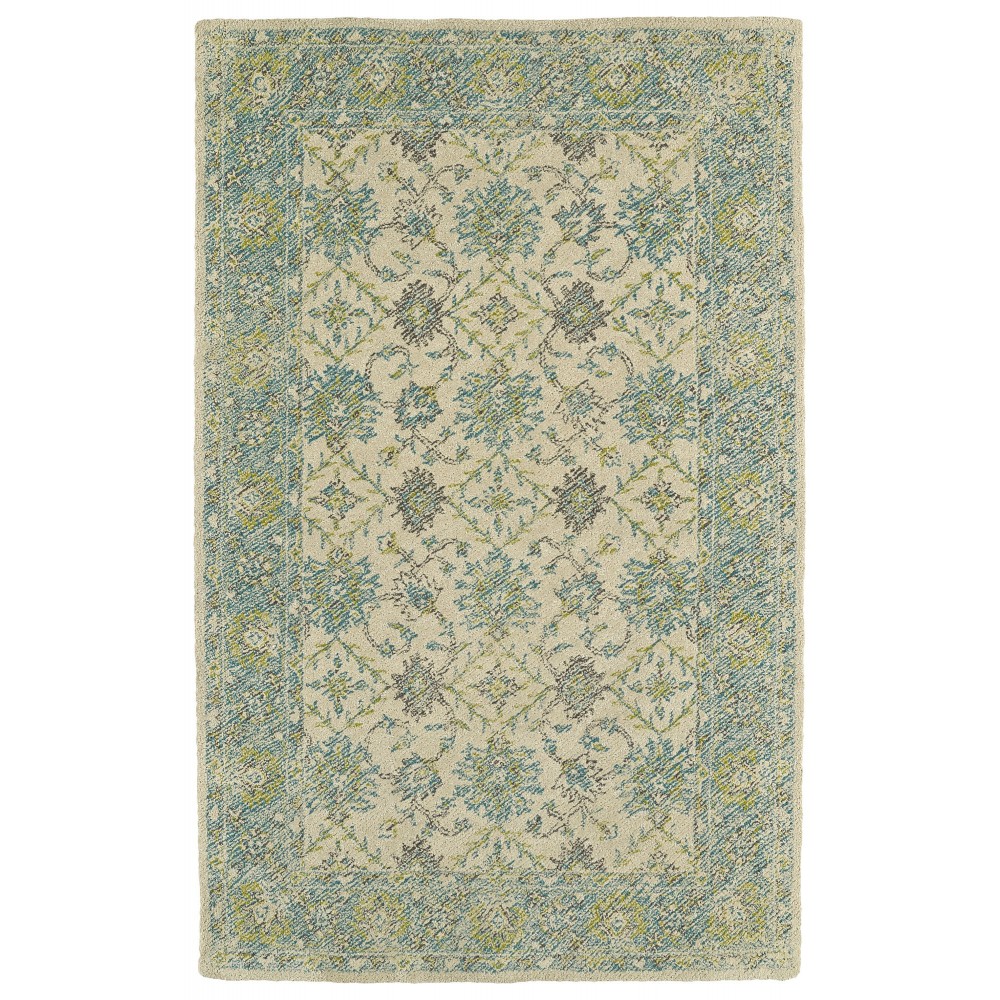 Kaleen Weathered Collection Light Teal Throw Rug 2' x 3'