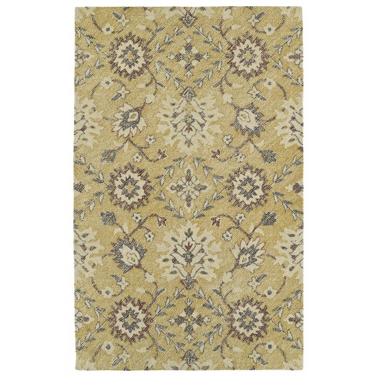 Kaleen Weathered Collection Light Gold Throw Rug 2' x 3'