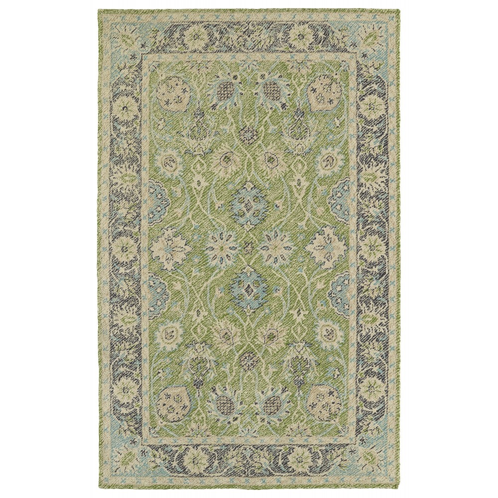 Kaleen Weathered Collection Bright Lime Green Runner 2' x 6'