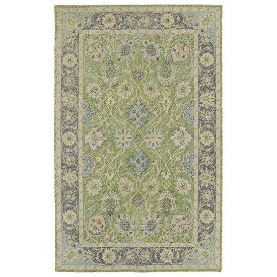 Kaleen Weathered Collection Bright Lime Green Area Rug 4' x 6'