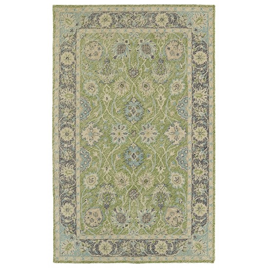 Kaleen Weathered Collection Bright Lime Green Area Rug 5' x 7'6"