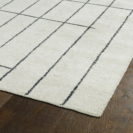 Kaleen Solitaire Collection Ivory Charcoal Throw Rug 2' x 3'