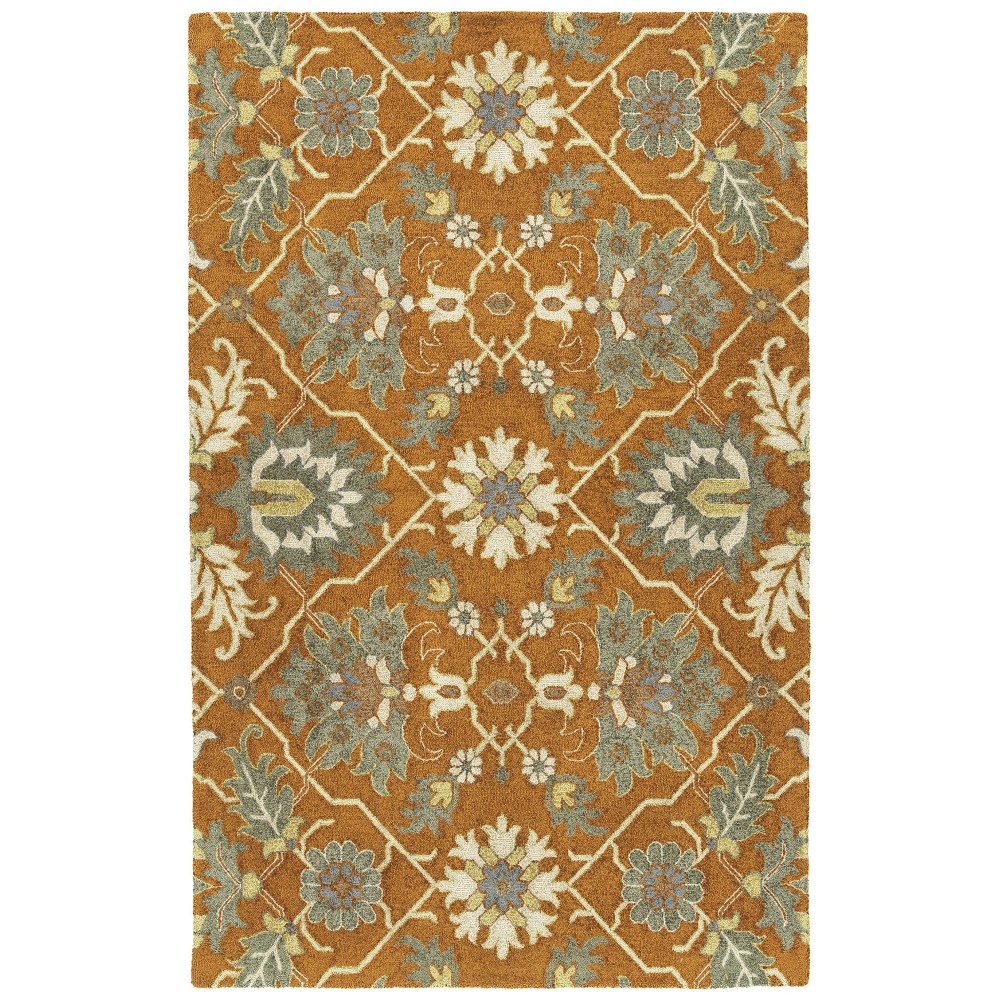 Kaleen Zocalo Collection Bright Orange Throw Rug 3' x 5'