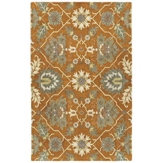 Kaleen Zocalo Collection Bright Orange Area Rug 5' x 7'