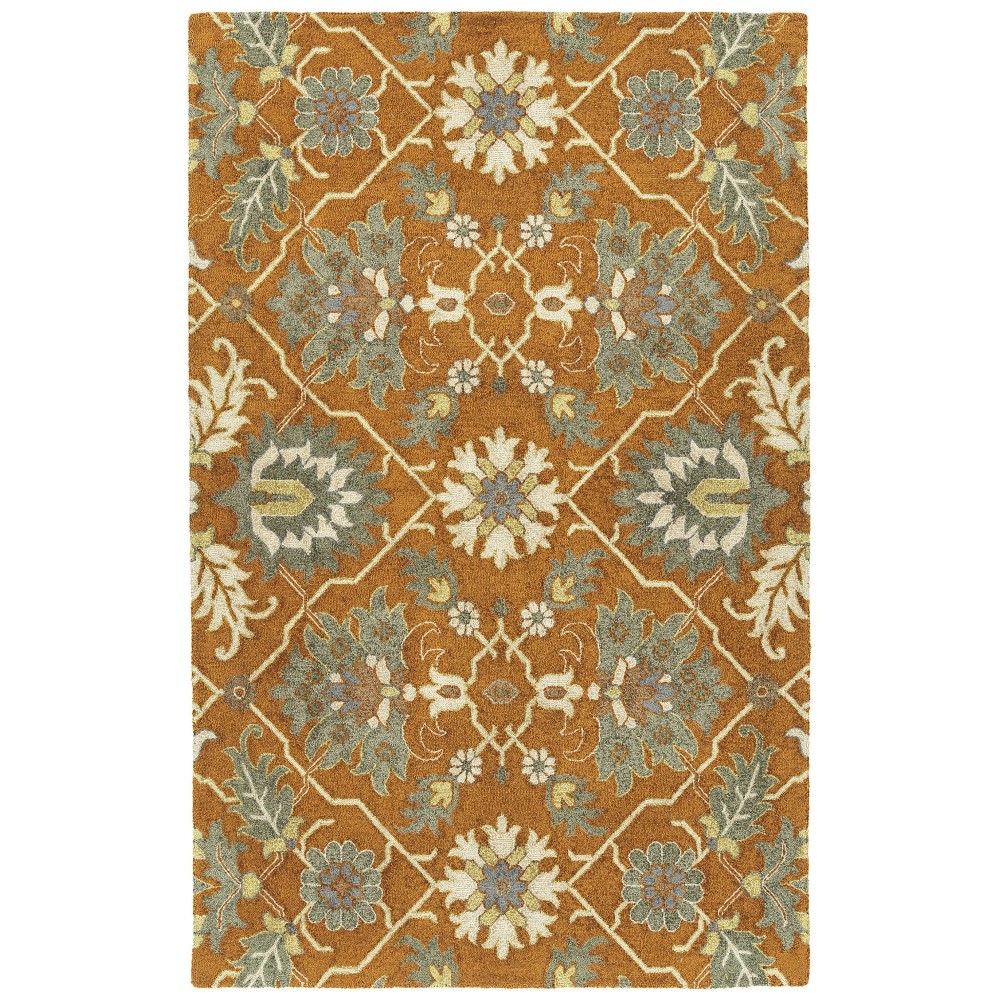 Kaleen Zocalo Collection Bright Orange Area Rug 5' x 7'