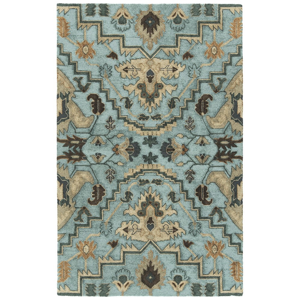 Kaleen Zocalo Collection Light Blue Throw Rug 2' x 3'