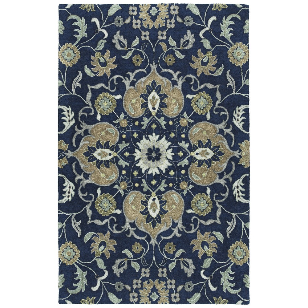 Kaleen Zocalo Collection Dark Navy Throw Rug 2' x 3'