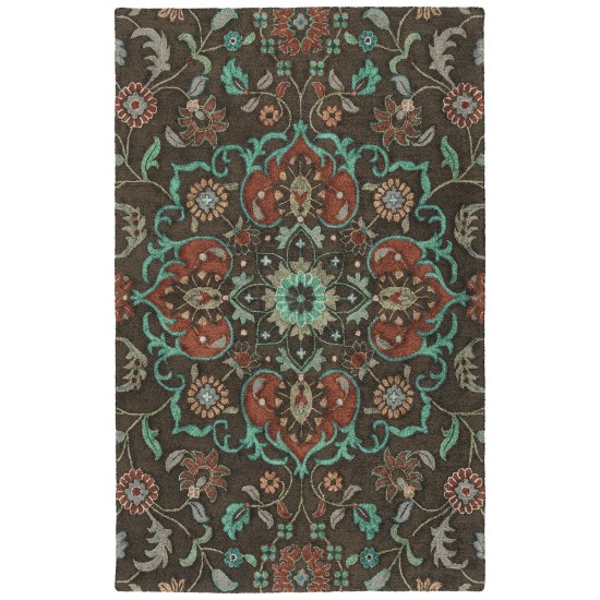 Kaleen Zocalo Collection Dark Chocolate Throw Rug 2' x 3'