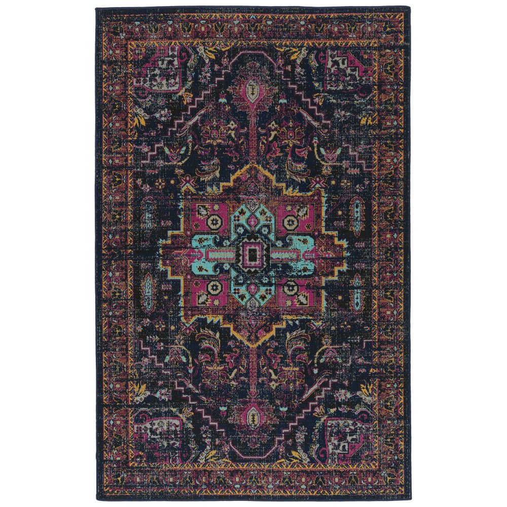 Kaleen Zuma Beach Collection Navy Pink Area Rug 7'10" x 10'