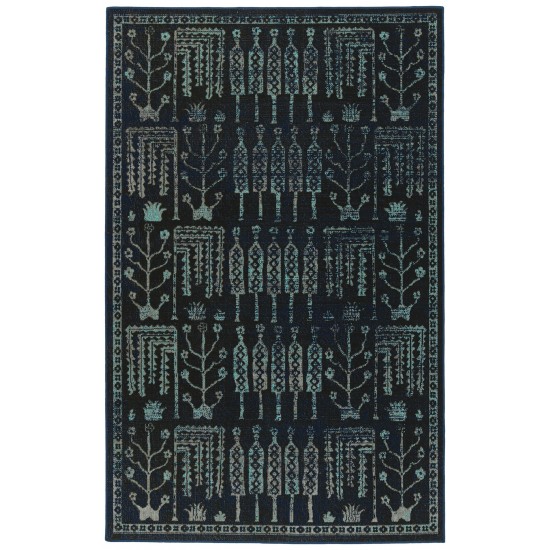 Kaleen Zuma Beach Collection Navy Black Runner 2'2" x 7'6"