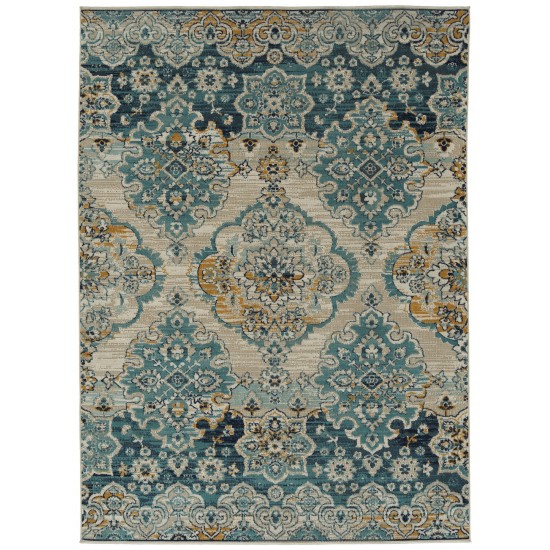 Kaleen Zuma Beach Collection Turquoise Gold Runner 2'2" x 7'6"