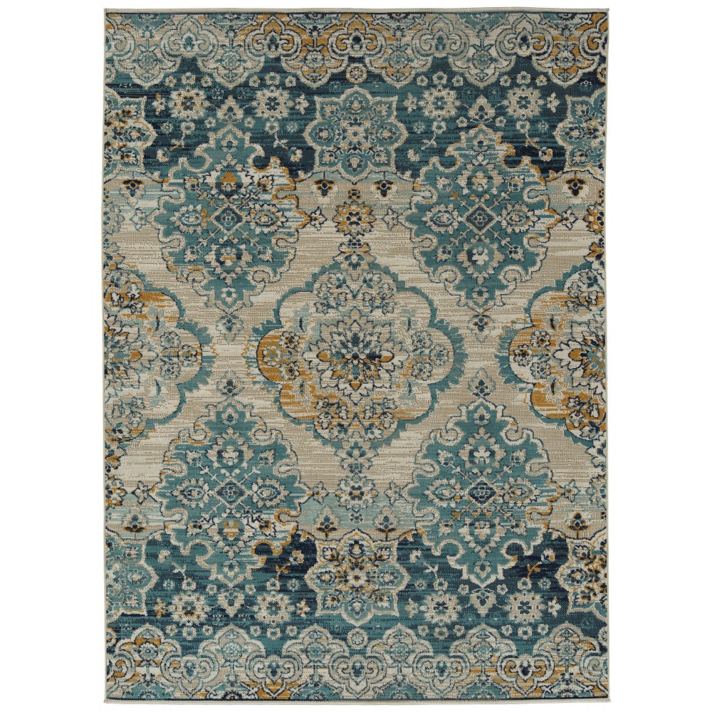 Kaleen Zuma Beach Collection Turquoise Gold Runner 2'2" x 7'6"