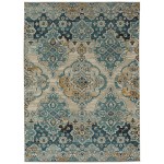 Kaleen Zuma Beach Collection Turquoise Gold Throw Rug 2' x 3'