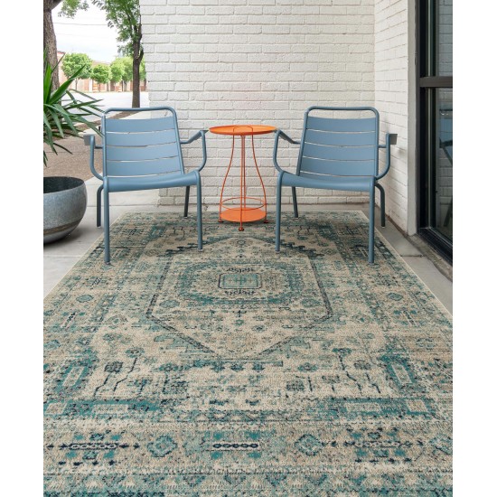 Kaleen Zuma Beach Collection Light Turquoise Throw Rug 2' x 3'