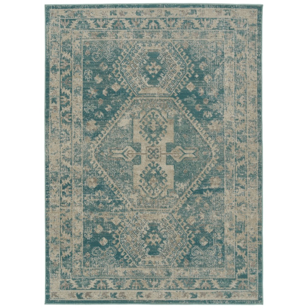 Kaleen Zuma Beach Collection Turquoise Sand Area Rug 5'3" x 7'3"