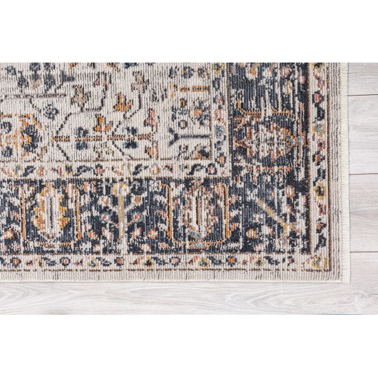 Kaleen Soren Collection Grey Navy Throw Rug 1'8" x 2'6"