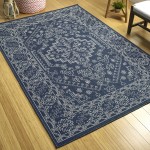 Kaleen Sunice Collection SUN01-22 Navy Throw Rug 1'9" x 3'