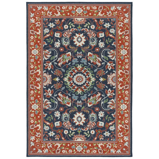 Kaleen Sunice Collection Tangerine Navy Throw Rug 1'9" x 3'