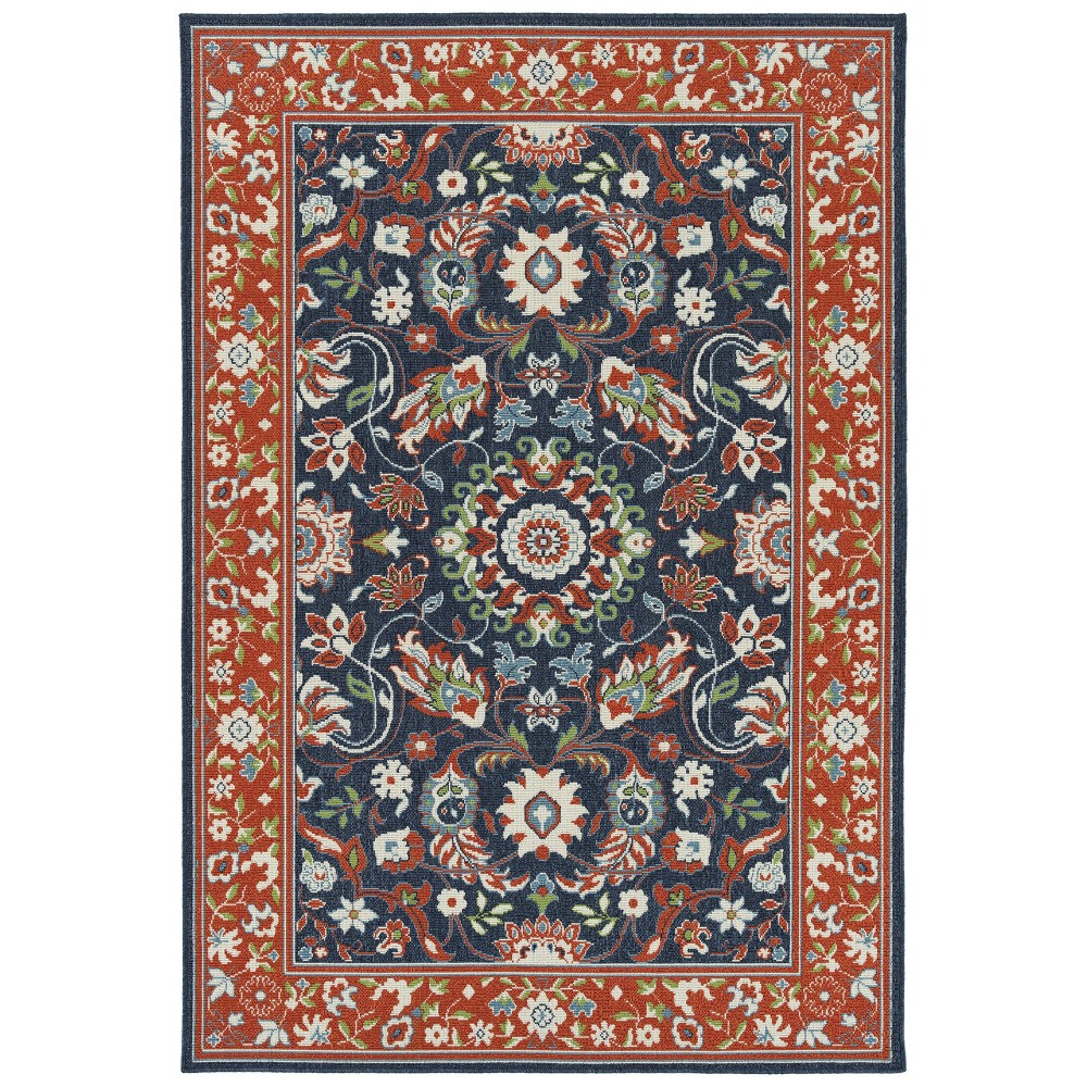 Kaleen Sunice Collection Tangerine Navy Throw Rug 1'9" x 3'