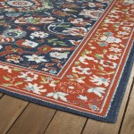 Kaleen Sunice Collection Tangerine Navy Throw Rug 1'9" x 3'