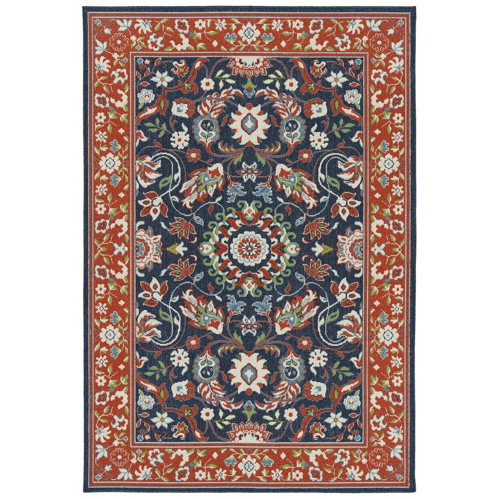 Kaleen Sunice Collection Tangerine Navy Runner 2'2" x 8'