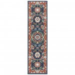Kaleen Sunice Collection Tangerine Navy Runner 2'2" x 8'