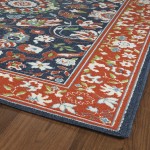 Kaleen Sunice Collection Tangerine Navy Runner 2'2" x 8'