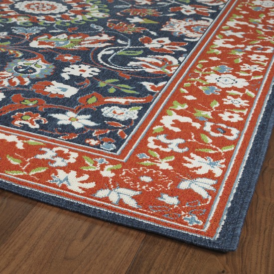 Kaleen Sunice Collection Tangerine Navy Runner 2'2" x 8'