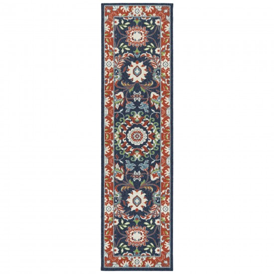 Kaleen Sunice Collection Tangerine Navy Area Rug 5' x 7'6"